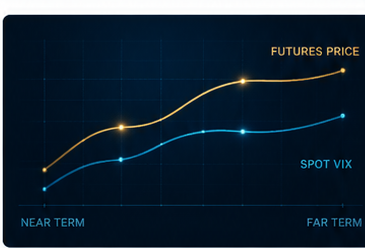 Vixy Financial futures curve visualization representing contango